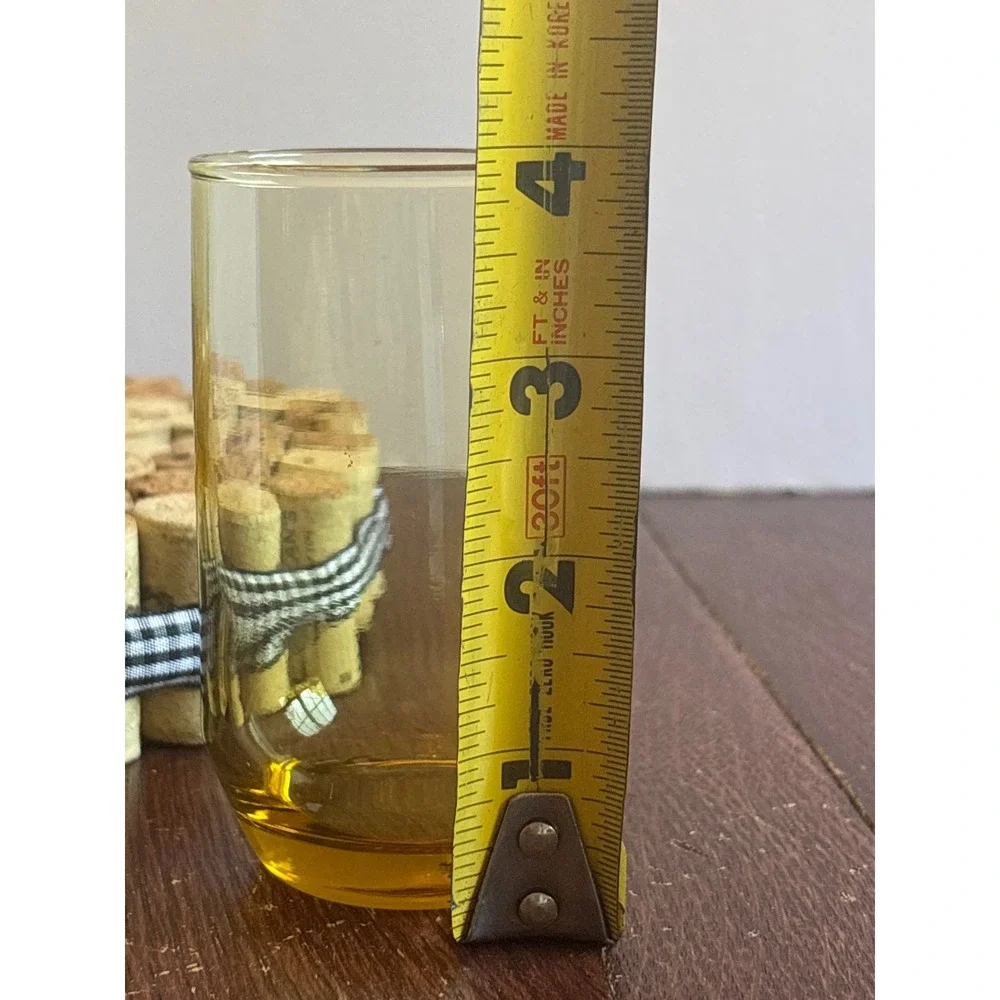 Vintage Amber‎ Glass Juice Tumblers Set of 2 Mid Century Modern Drinkware 4in
